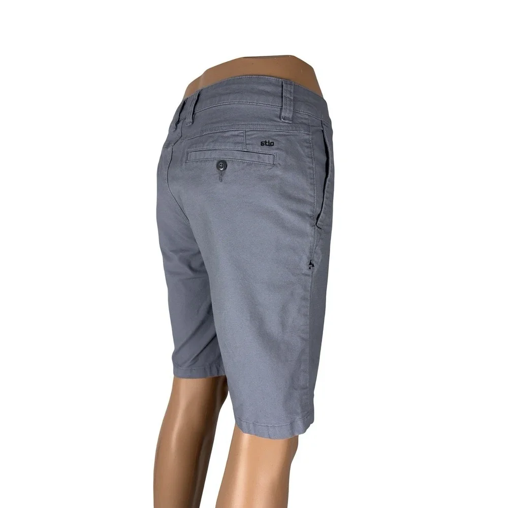 Stio Mens 33 Shorts Organic Cotton Stretch Casual Blue Gray Inseam 10
